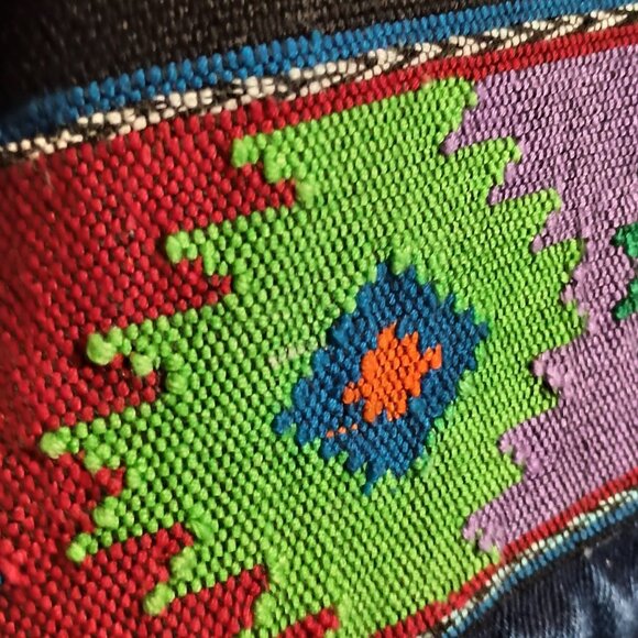 Maya Jones Import Women Blue Denim Jacket Size Large Southwest Aztec Design - Picture 15 of 15